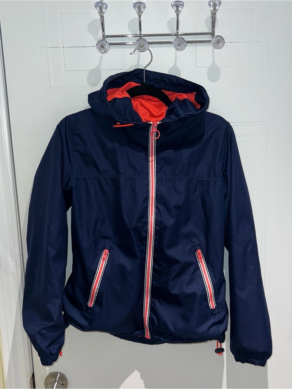 Vintage Saga Love Navy Blue And Pink Windbreaker Jacket Women’s Size Medium